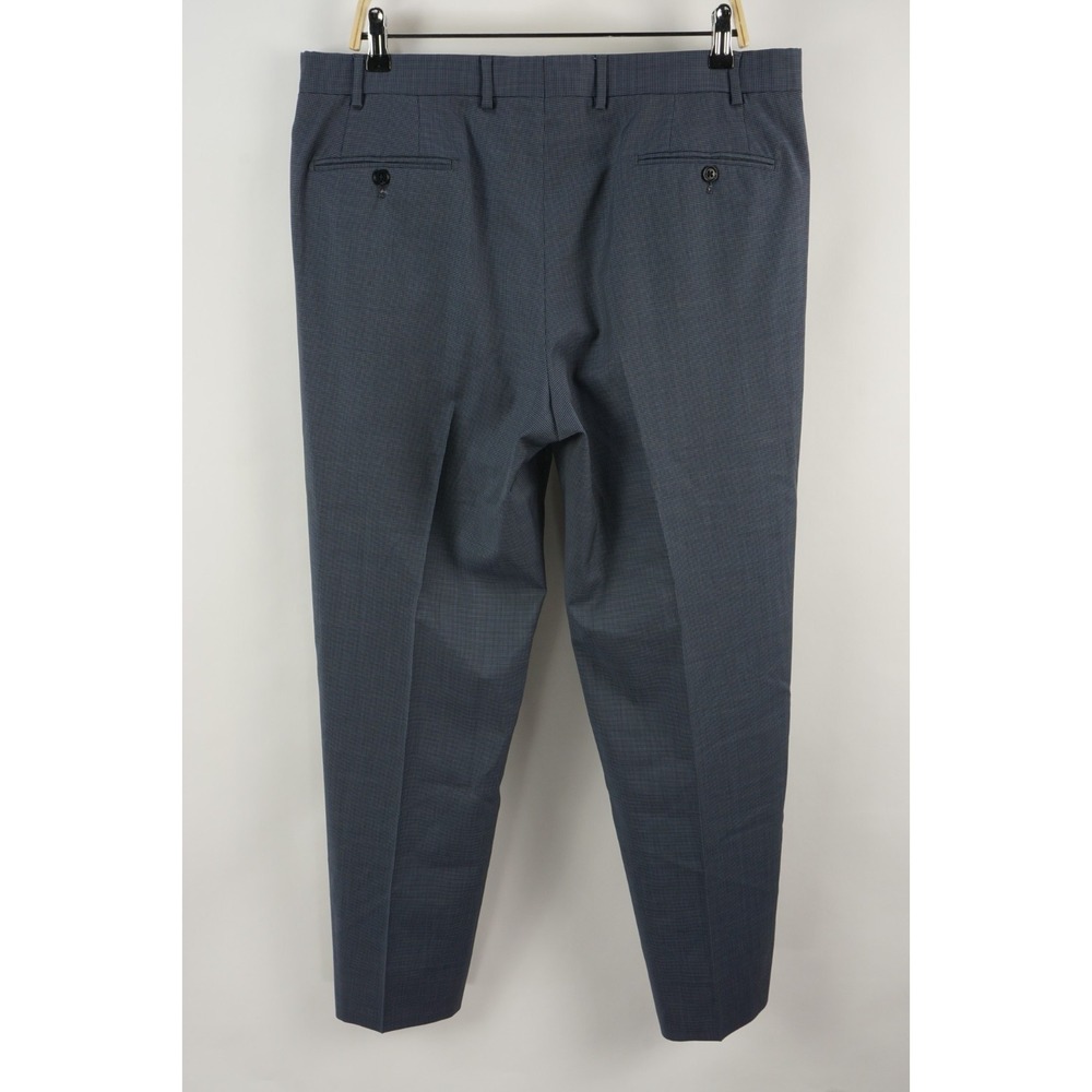 Recent Emporio Armani Jersey Wool Dress Pants Mens 36 x 29 Blue Check Flat Front - Picture 2 of 10